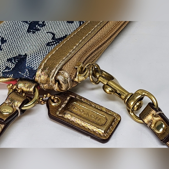 Coach Patchwork Leather/Fabric Wristlet *Multi/Gold* EUC - Picture 10 of 11